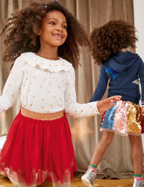 Ruffle Neck Top - Ivory Foil Spot Ruffle Neck Top - Ivory Foil Spot