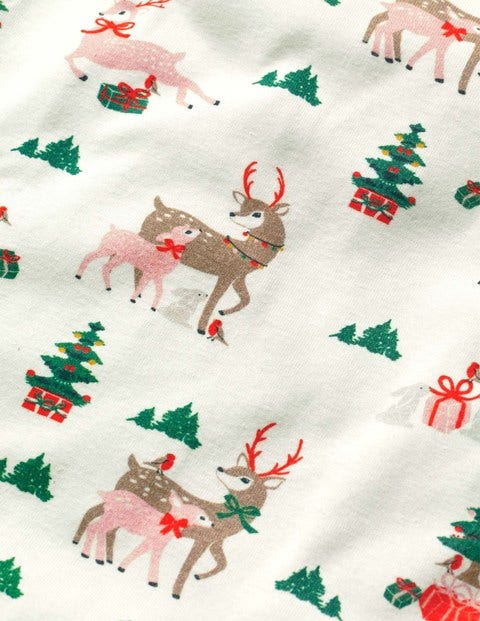 Twin Pack Long John Pajamas - Ivory Festive Friends/Forest Twin Pack Long John Pajamas - Ivory Festive Friends/Forest