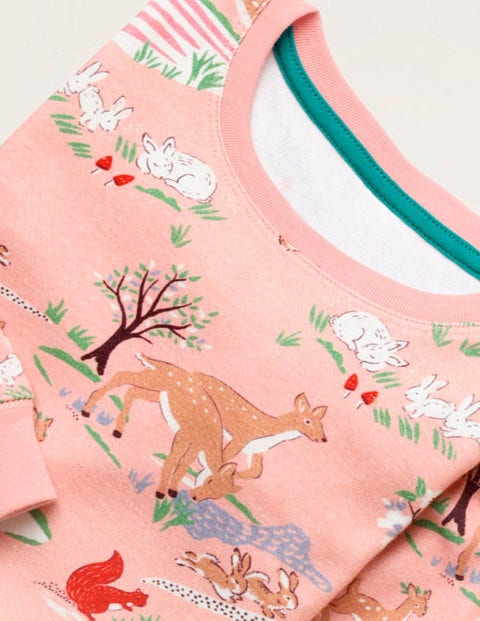 Twin Pack Long John Pajamas - Pink Woodland/Blue Stripe Twin Pack Long John Pajamas - Pink Woodland/Blue Stripe