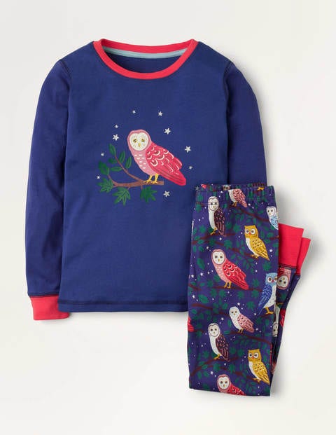 Cosy Long John Pajamas - Starboard Blue Owls Cosy Long John Pajamas - Starboard Blue Owls
