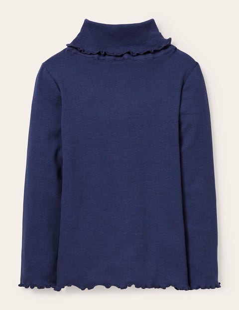 Ruffle Roll Neck T-shirt - Starboard Blue Ruffle Roll Neck T-shirt - Starboard Blue