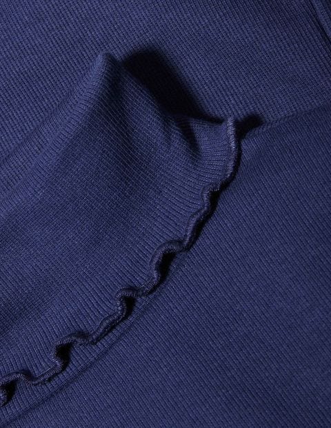 Ruffle Roll Neck T-shirt - Starboard Blue Ruffle Roll Neck T-shirt - Starboard Blue