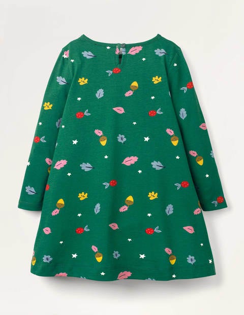 Big Appliqué Jersey Dress - Forest Green Fox Big Appliqué Jersey Dress - Forest Green Fox