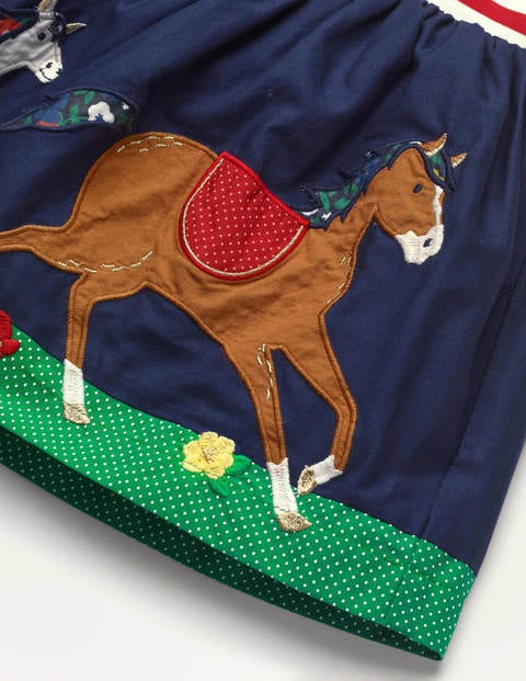 Jupe avec paysage appliqué - Cheval bleu marine universitaire Jupe avec paysage appliqué - Cheval bleu marine universitaire
