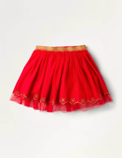Jupe brodée en tulle - Rouge rockabilly Jupe brodée en tulle - Rouge rockabilly