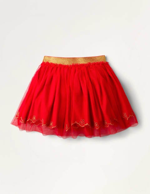 Jupe brodée en tulle - Rouge rockabilly Jupe brodée en tulle - Rouge rockabilly