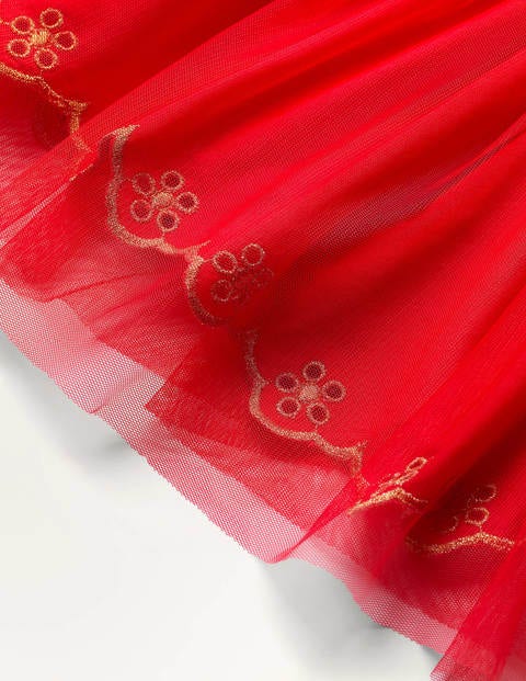 Jupe brodée en tulle - Rouge rockabilly Jupe brodée en tulle - Rouge rockabilly