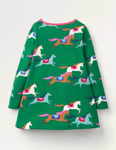 Printed Jersey Pocket Tunic - Highland Green Horses Printed Jersey Pocket Tunic - Highland Green Horses