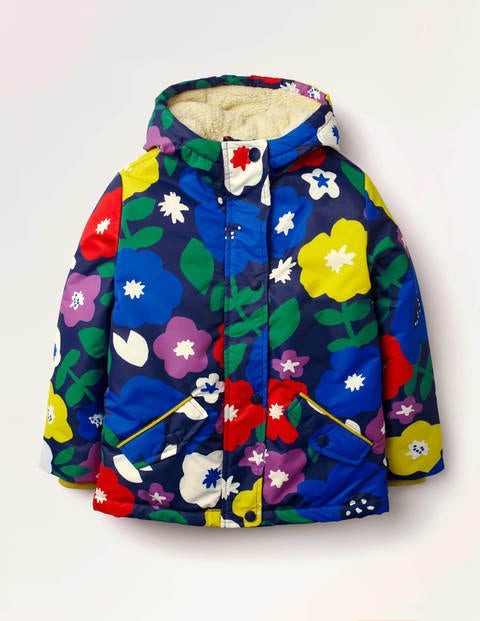 Sherpa-lined Anorak - College Navy Paintbox Floral Sherpa-lined Anorak - College Navy Paintbox Floral