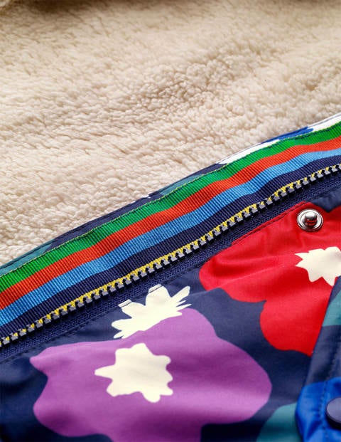 Sherpa-lined Anorak - College Navy Paintbox Floral Sherpa-lined Anorak - College Navy Paintbox Floral