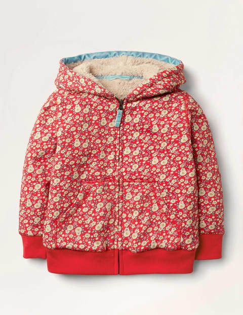 Shaggy-lined Hoodie - Cherry Tomato Vintage Daisy Shaggy-lined Hoodie - Cherry Tomato Vintage Daisy