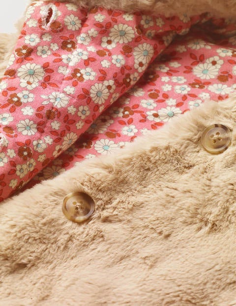Veste sans manches en fausse fourrure avec poches chats - Avoine Veste sans manches en fausse fourrure avec poches chats - Avoine