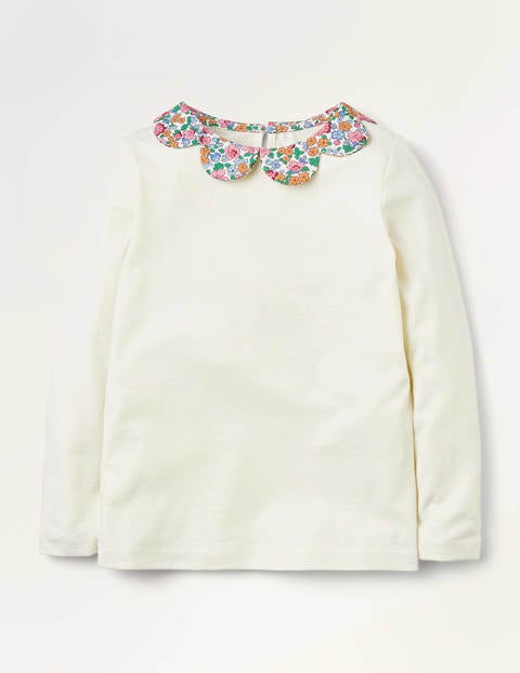 Woven Collar Jersey Top - Ivory/Vintage Floral Woven Collar Jersey Top - Ivory/Vintage Floral