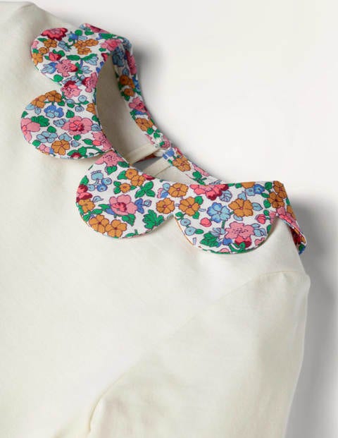 Woven Collar Jersey Top - Ivory/Vintage Floral Woven Collar Jersey Top - Ivory/Vintage Floral