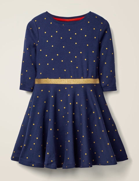 Spotty Jersey Dress - Navy and Gold Foil Spot Spotty Jersey Dress - Navy and Gold Foil Spot