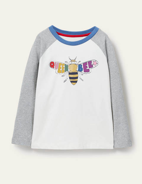 Raglan Logo T-shirt - Ivory/Grey Marl Queen Bee Raglan Logo T-shirt - Ivory/Grey Marl Queen Bee
