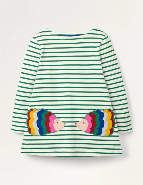 Appliqué Pocket Tunic - Ivory/Forest Green Hedgehog Appliqué Pocket Tunic - Ivory/Forest Green Hedgehog