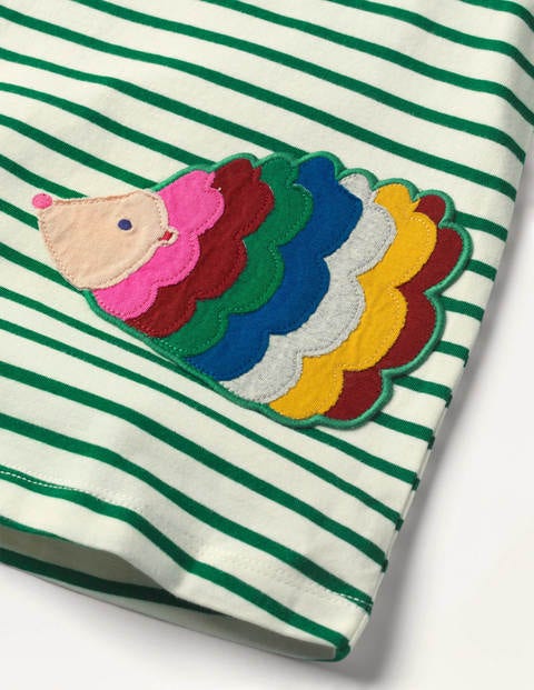 Appliqué Pocket Tunic - Ivory/Forest Green Hedgehog Appliqué Pocket Tunic - Ivory/Forest Green Hedgehog