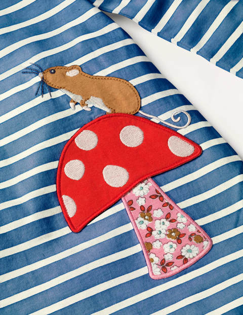 Appliqué Pocket Tunic - Blue/Ivory Toadstool Appliqué Pocket Tunic - Blue/Ivory Toadstool