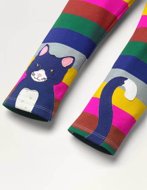 Fun Appliqué Leggings - Multi Stripe Cat Fun Appliqué Leggings - Multi Stripe Cat