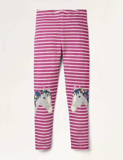 Fun Appliqué Leggings - Pink/ Ivory Horse Knees Fun Appliqué Leggings - Pink/ Ivory Horse Knees