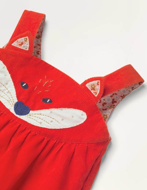 Fröhliches Schürzenkleid mit Tiermotiv - Feuerrot, Fuchs Fröhliches Schürzenkleid mit Tiermotiv - Feuerrot, Fuchs