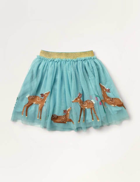 Jupe en tulle à appliqué sequins - Cerf bleu glacé Jupe en tulle à appliqué sequins - Cerf bleu glacé
