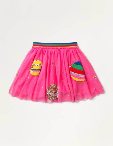 Jupe en tulle à appliqué sequins - Espace rose bonheur Jupe en tulle à appliqué sequins - Espace rose bonheur