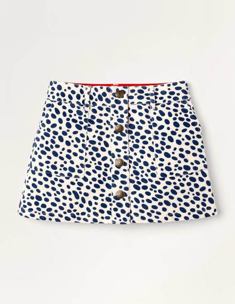 Button-through Dalmatian Skirt - Ivory and Navy Dalmatian Spot Button-through Dalmatian Skirt - Ivory and Navy Dalmatian Spot