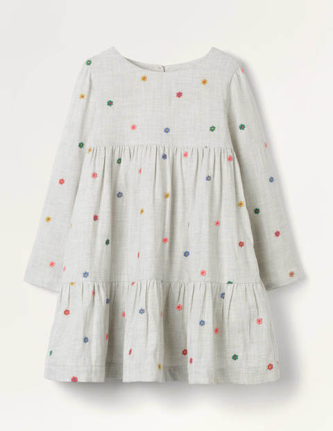 Tiered Woven Dress - Oatmeal Marl Woodland Tiered Woven Dress - Oatmeal Marl Woodland