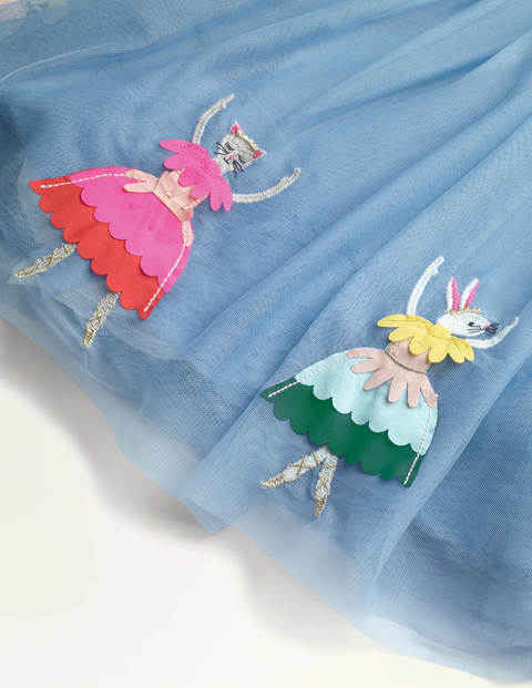 Tüllkleid mit Samtoberteil - Elisabethanisches Blau, Ballerinas Tüllkleid mit Samtoberteil - Elisabethanisches Blau, Ballerinas