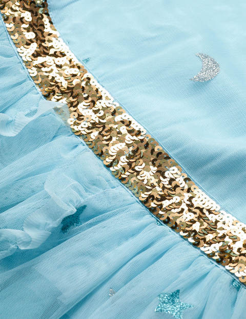 Tiered Tulle Party Dress - Light Celeste Blue Stars Tiered Tulle Party Dress - Light Celeste Blue Stars