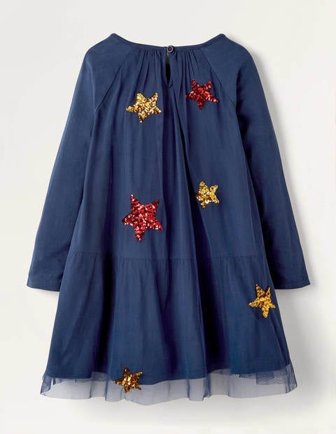 Tüllkleid aus Jersey - Schuluniform-Navy, Sterne Tüllkleid aus Jersey - Schuluniform-Navy, Sterne