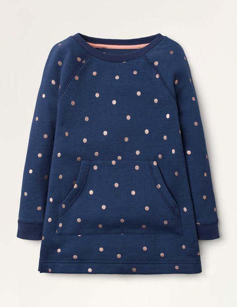 Foil Spot Sweatshirt Tunic - College Navy Foil Spot Foil Spot Sweatshirt Tunic - College Navy Foil Spot