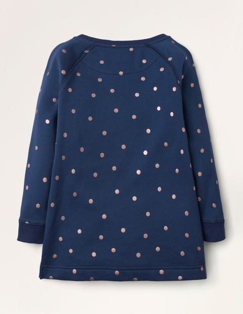 Foil Spot Sweatshirt Tunic - College Navy Foil Spot Foil Spot Sweatshirt Tunic - College Navy Foil Spot
