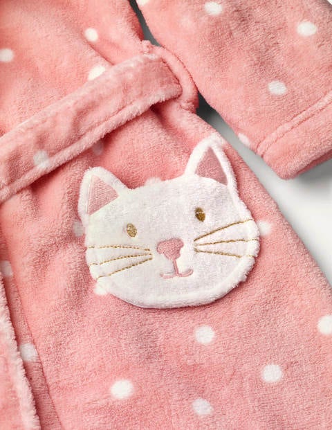 Gemütlicher Bademantel mit Katzentaschen - Delfinrosa, Getupft/Katze Gemütlicher Bademantel mit Katzentaschen - Delfinrosa, Getupft/Katze
