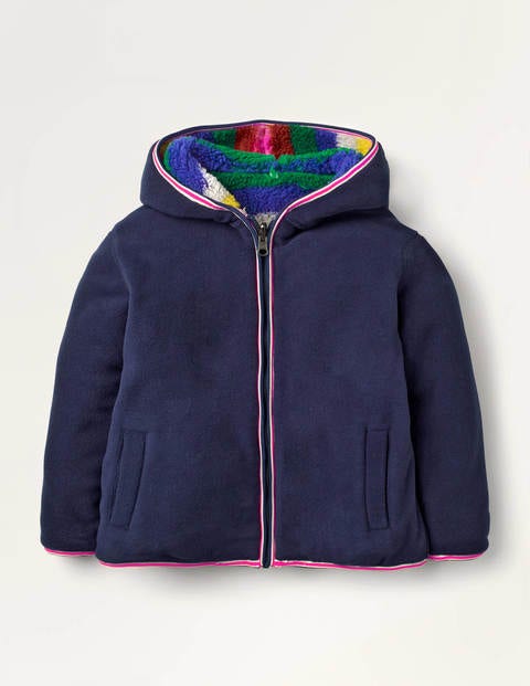Sweat à capuche réversible en polaire cosy - Rayé multi Sweat à capuche réversible en polaire cosy - Rayé multi