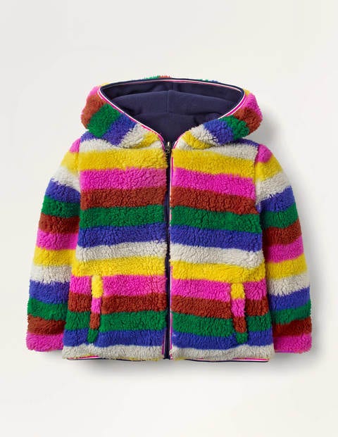 Sweat à capuche réversible en polaire cosy - Rayé multi Sweat à capuche réversible en polaire cosy - Rayé multi
