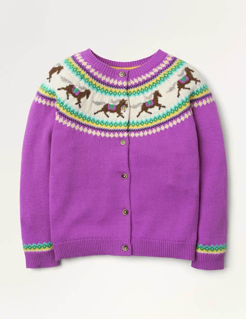 Gilet cosy à motif jacquard - Chevaux violet dahlia Gilet cosy à motif jacquard - Chevaux violet dahlia