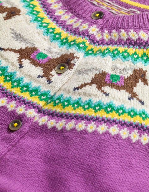 Gilet cosy à motif jacquard - Chevaux violet dahlia Gilet cosy à motif jacquard - Chevaux violet dahlia