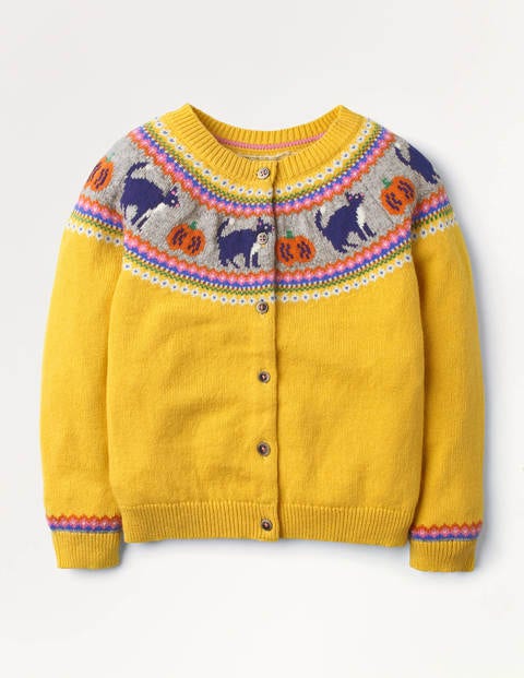 Cosy Fair Isle Cardigan - Honeycomb Yellow Cats Cosy Fair Isle Cardigan - Honeycomb Yellow Cats