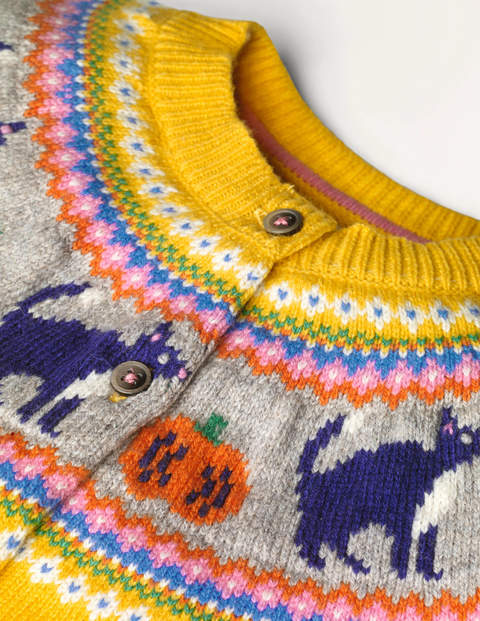 Cosy Fair Isle Cardigan - Honeycomb Yellow Cats Cosy Fair Isle Cardigan - Honeycomb Yellow Cats