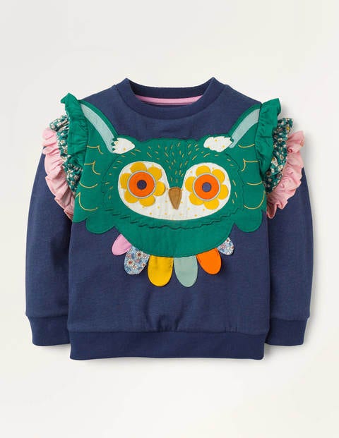 Owl Appliqué Sweatshirt - College Navy Owl Owl Appliqué Sweatshirt - College Navy Owl