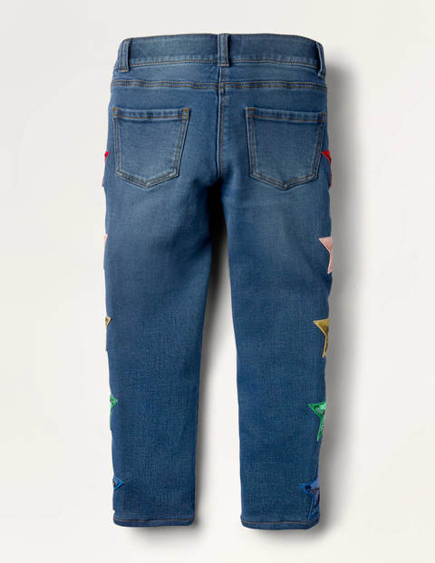 Jean avec étoiles en sequins - Sequins denim vintage moyen Jean avec étoiles en sequins - Sequins denim vintage moyen