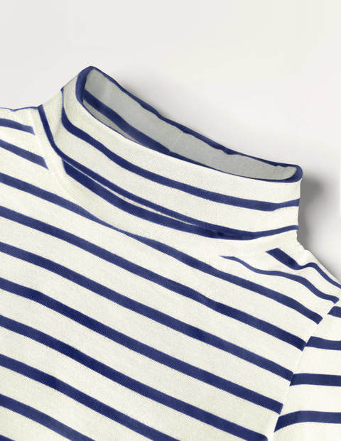 Roll Neck Supersoft T-shirt - Ivory/Starboard Blue Roll Neck Supersoft T-shirt - Ivory/Starboard Blue