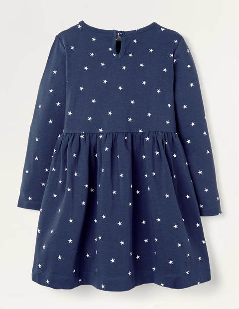 Kleid mit Waldtierapplikation - Navy und Goldfolie, Häschen Kleid mit Waldtierapplikation - Navy und Goldfolie, Häschen