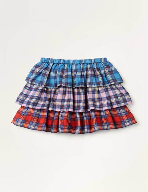 Woven Tiered Check Skirt - Multi Hotchpotch Check Woven Tiered Check Skirt - Multi Hotchpotch Check