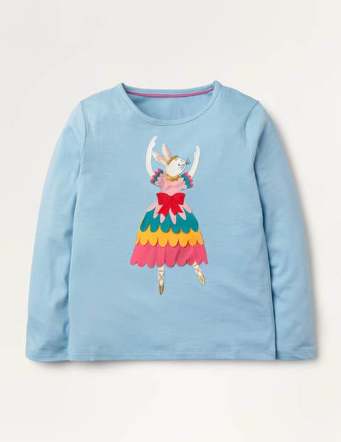 Oberteil mit Ballerina-Applikation - Eisblau, Hase Oberteil mit Ballerina-Applikation - Eisblau, Hase