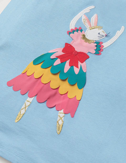 Oberteil mit Ballerina-Applikation - Eisblau, Hase Oberteil mit Ballerina-Applikation - Eisblau, Hase
