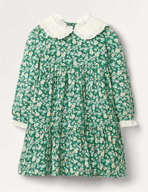 Lace Collar Tiered Woven Dress - Sardinia Green Vintage Daisy Lace Collar Tiered Woven Dress - Sardinia Green Vintage Daisy